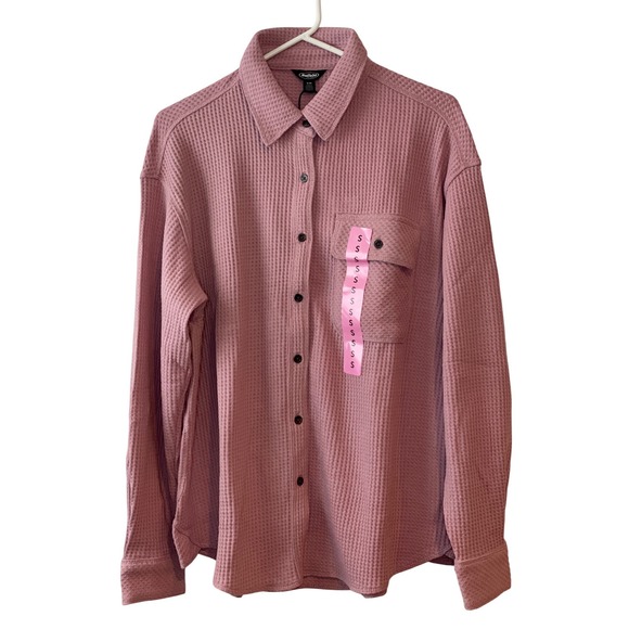Buffalo David Bitton Tops - Buffalo‎ Waffle Button Up Womens Small Midday Rose NEW Long Sleeve Knit Shirt
